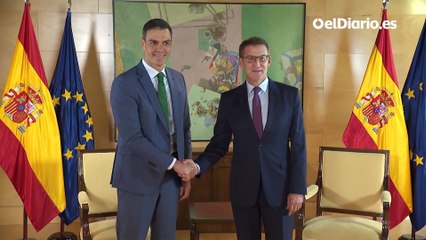 Sánchez y Feijóo se reúnen en el Congreso para desbloquear la investidura