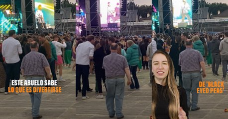 Abuelo muestra los pasos prohibidos en un concierto de Black Eyed Peas
