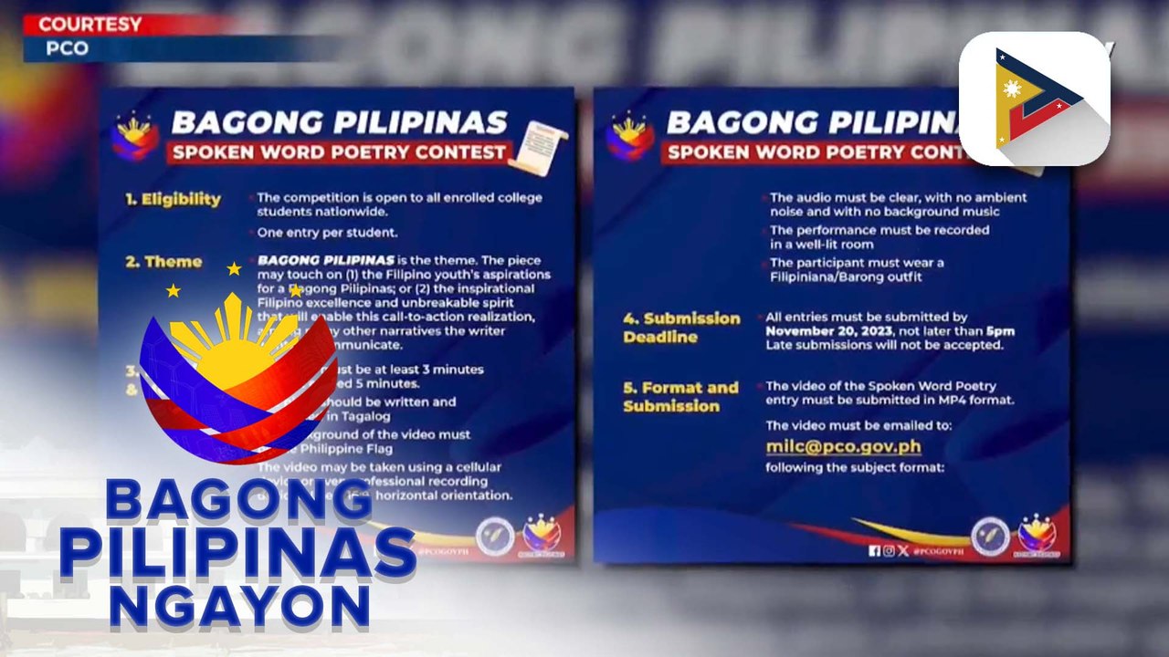 Mga college student, iniimbitahan ng PCO na lumahok sa kanilang spoken word poetry at essay writing contest