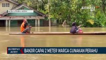 Banjir Capai 2 Meter Warga Gunakan Perahu