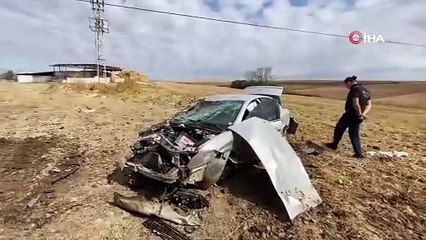 Hurdaya dönen araçtan sağ salim çıktı