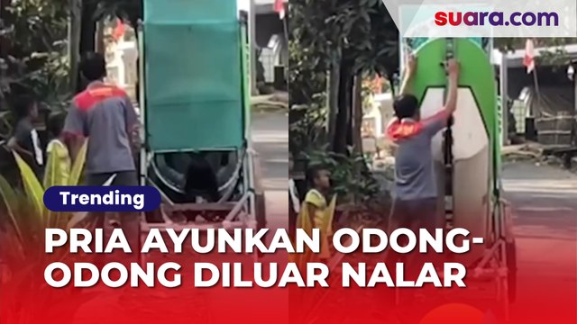 Esktrim! Pria Ayunkan Odong-Odong dengan Cara Tak Biasa dan di Luar Nalar, Berani Coba?