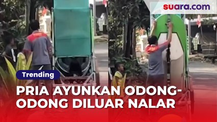 Esktrim! Pria Ayunkan Odong-Odong dengan Cara Tak Biasa dan di Luar Nalar, Berani Coba?