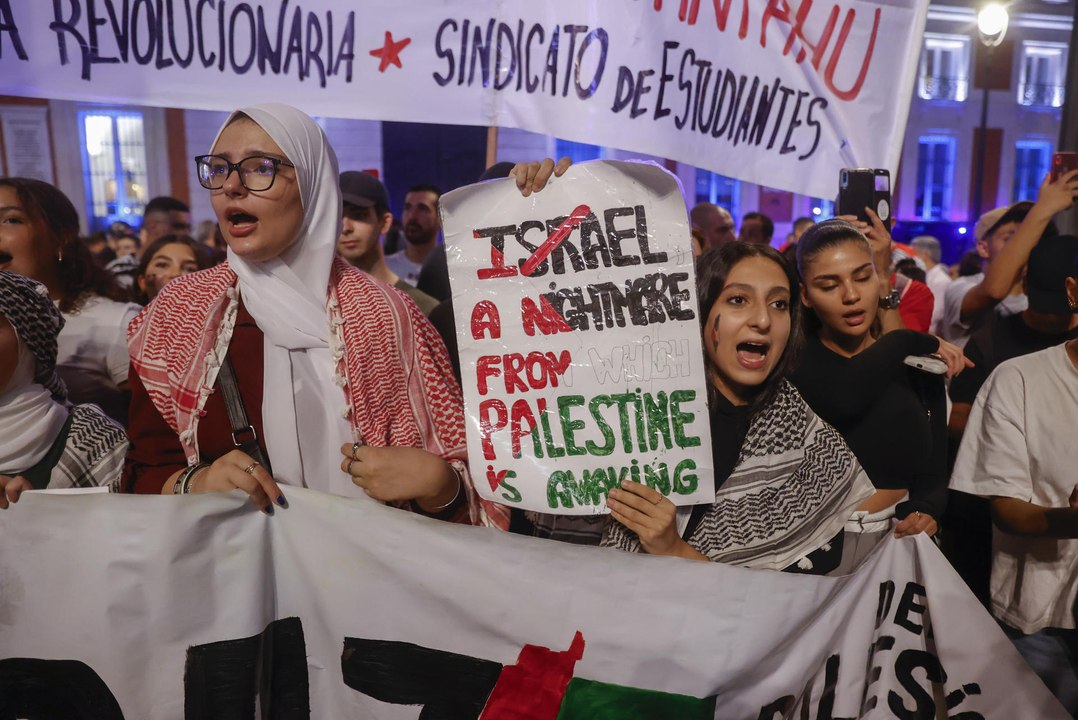 Palestinos se manifiestan en Madrid: "Israel es el niño favorito de Estados Unidos"
