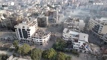 Gaza semi-distrutta vista dall'alto dopo gli attacchi israeliani