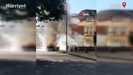 LPG'li otomobil çıkan yangında küle döndü