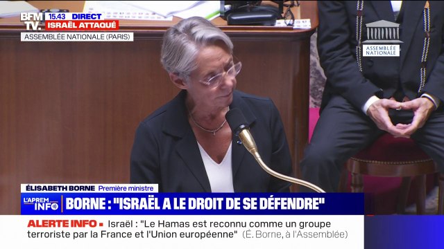 Israël: Élisabeth Borne juge choquant et désolant d'entendre des voix dissonantes jusque sur les bancs de l'Assemblée nationale