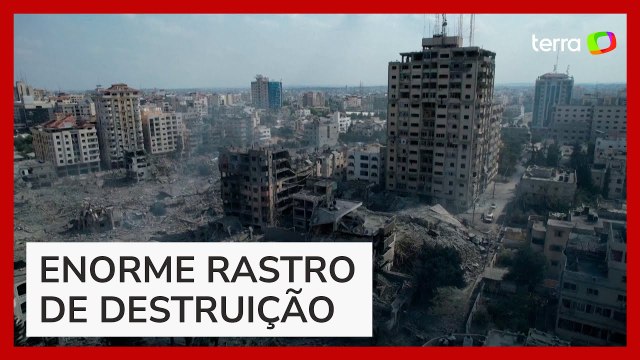 Imagens aéreas mostram destruição em Gaza após contra-ataque de Israel