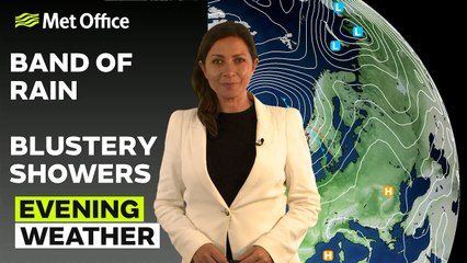 Met Office Evening Weather Forecast 10/10/23 - Rain moving south, blustery showers