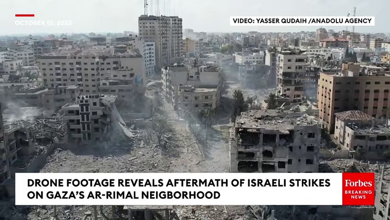 Drone Footage Reveals Extent Of Damage To Gaza's ar-Rimal Neighborhood Following Israeli Strikes