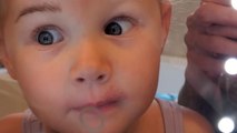 'Nice, Mom!' - Floodgates of cuteness open as girl reacts to the eyebrows drawn above her eyes