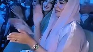 Arabic Saudi women enjoy song party 