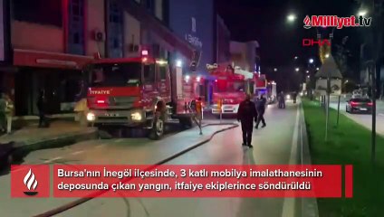 İnegöl'de mobilya imalathanesinde çıkan yangın söndürüldü