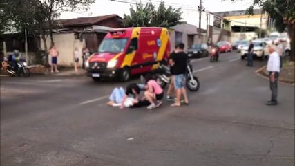 Mulher fica ferida em acidente na Rua Cuiabá
