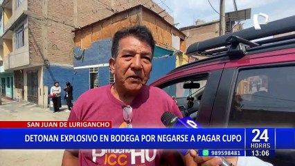 SJL: detonan explosivo en puerta de bodega en pleno Estado de Emergencia