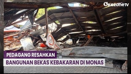 Pedagang Resahkan Bangunan Bekas Kebakaran di Lenggang Jakarta Ambruk