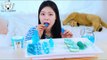 ASMR MUKBANG| Cool Blue Desserts(Ice cream Honey Jelly, LEGO Kohakuto, Kyoho jelly, Macaroon).