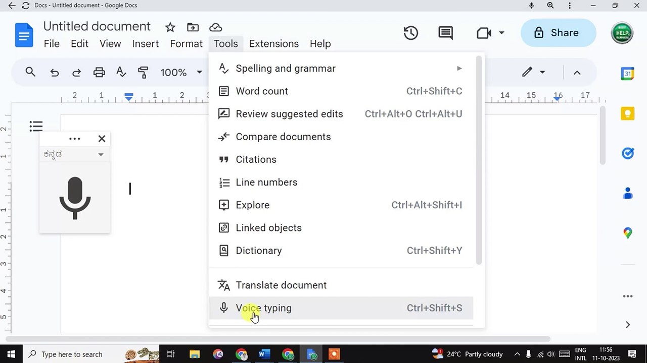 google docs vice typing