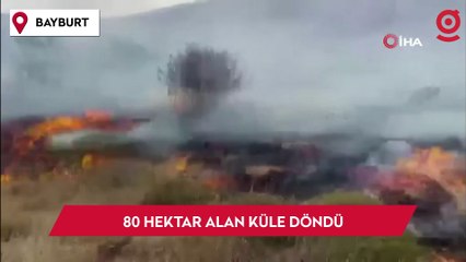 Bayburt'ta çıkan mera yangınında 80 hektar alan küle döndü