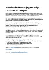 Hvordan deaktiverer jeg personlige resultater fra Google