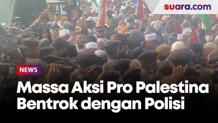 Massa Aksi Solidaritas Palestina Dorong-dorongan dengan Polisi