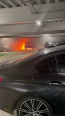 Video shows single vehicle in flames hours before Luton Airport car park partially collapsed