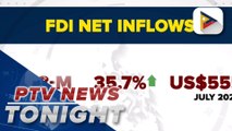 FDI net inflows surge to 35.7% to $753M in July