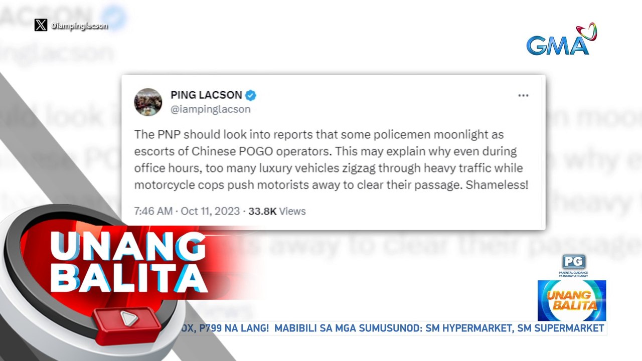 Dating Sen. Lacson, sinabing may mga pulis na nagsisilbing escort sa mga POGO operator | UB