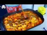 ASMR MUKBANG| Spicy Seafood Fire noodles with beef brisket. Cheese Whole Spam, Grilled Mushroom.