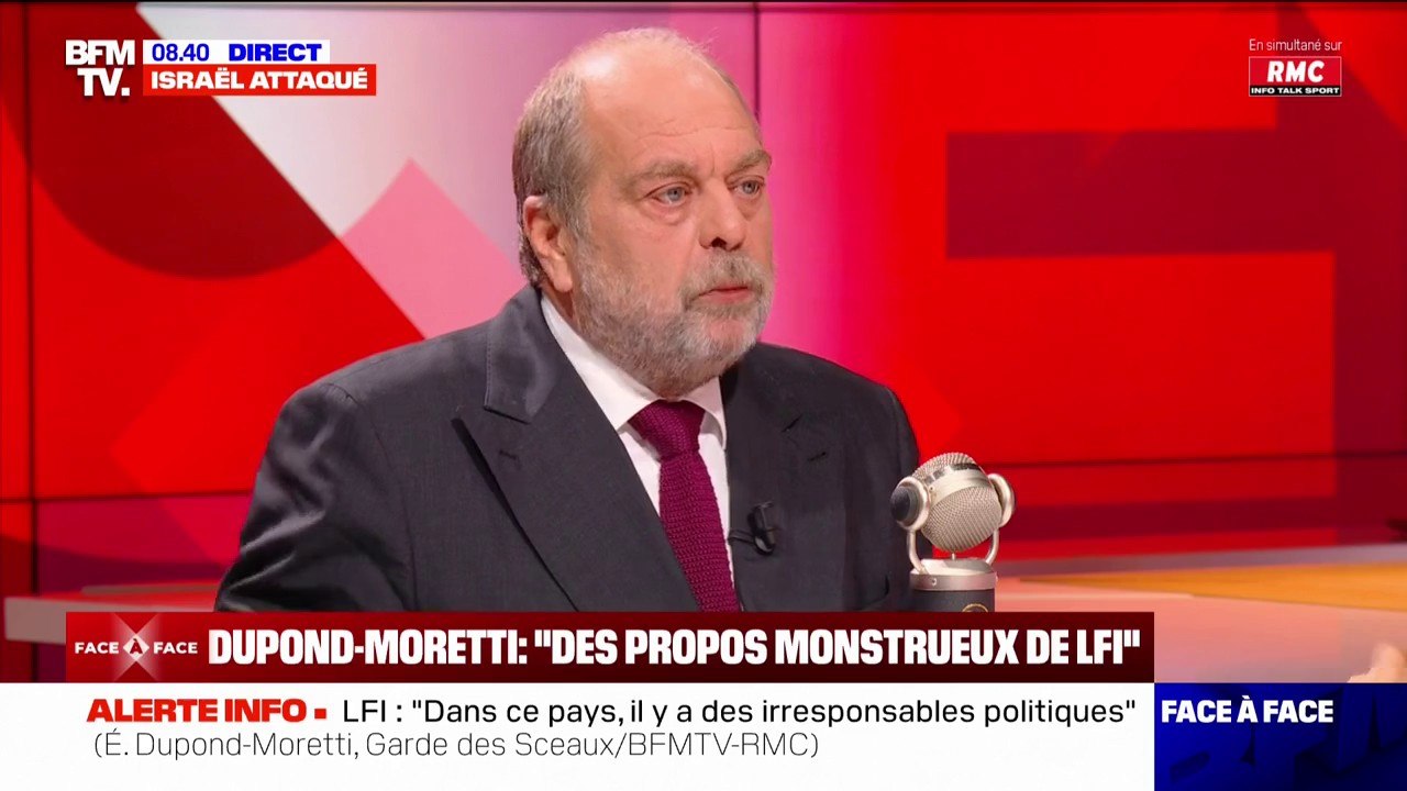 Position de LFI sur Israël: "Dans ce pays, il y a des irresponsables politiques", réagit Éric Dupond-Moretti