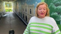 Cllr Anne Walsh talking about the new mural in Biddick Hall