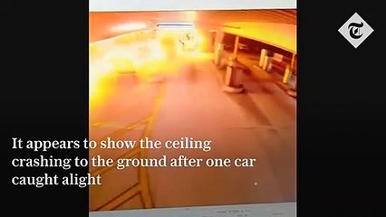 انفجار مروع في مرآب مطار لوتون دمر جميع المركبات.. فيديو وصور