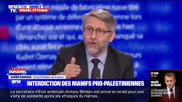 Je remercie le ministre de l'Intérieur d'avoir interdit ces manifestations pro-palestiniennes affirme Haïm Korsia, grand Rabbin de France