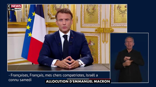 Emmanuel Macron : Disons le clairement, le Hamas est un groupe terroriste qui veut la mort du peuple d'Israël. Israël a le droit de se défendre par des actions ciblées mais en préservant les civiles
