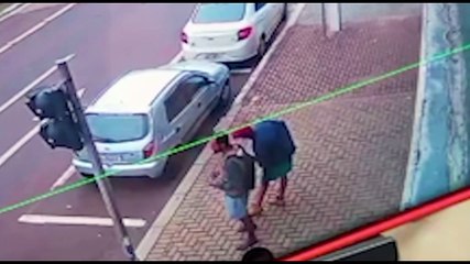 Câmera flagra ladrões de bolsa estourando carro para furtá-la