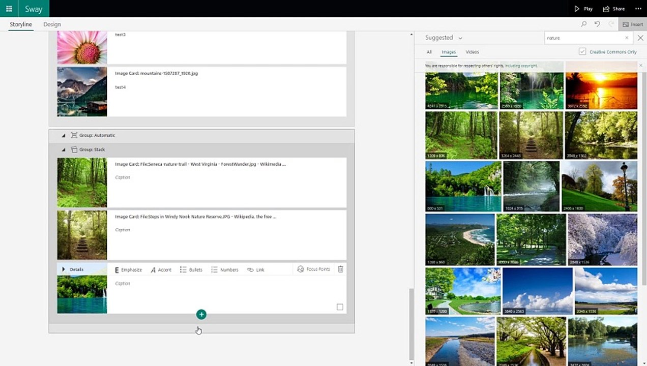 Microsoft Sway Course Section 20 Automatic Group Cards