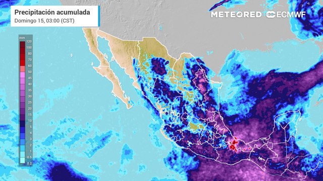 Modelo ECMWF - Acumulado de lluvias en milímetros