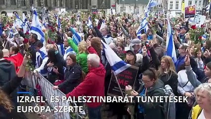 Izrael- és palesztinbarát tüntetések Európa-szerte