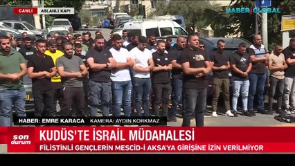 Mescid-i Aksa'ya alınmayan Filistinliler sokakta namaz kıldı