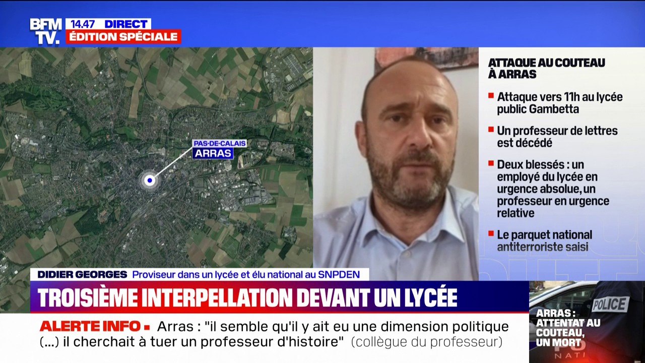 Attaque au couteau à Arras: "C'est ce qu'on espérait ne pas revoir trois ans après l'horrible assassinat de Samuel Paty" souligne Didier Georges (élu national au SNPDEN et proviseur)