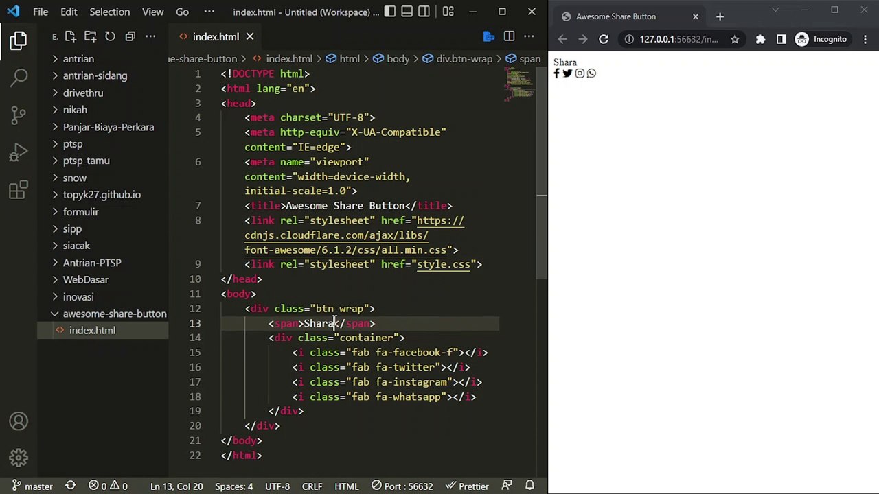 Awesome Share Button Using CSS