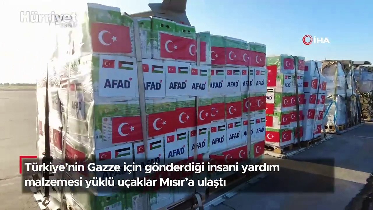 Türkiye’nin Gazze için gönderdiği insani yardım malzemesi yüklü uçaklar Mısır’a ulaştı