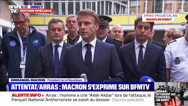 Emmanuel Macron à Arras: L'enseignant qui a été tué s'est interposé d'abord et a, sans doute, sauvé plusieurs vies