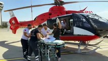 8 aylık bebek sıcak suyla yandı, ambulans helikopterle tedaviye gönderildi