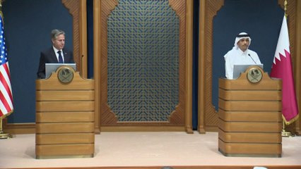 مؤتمر صحفي لرئيس وزراء قطر مع وزير الخارجية الأميركي