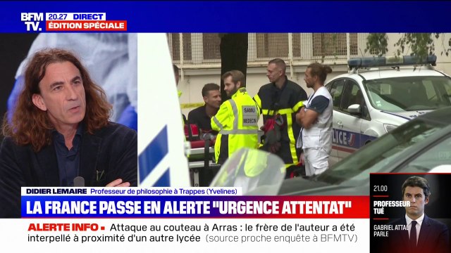 Attaque au couteau à Arras: Je suis à la fois dévasté, amer et en colère , affirme Didier Lemaire (professeur de philosophie à Trappes)