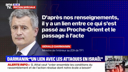 Attaque au couteau à Arras: Gérald Darmanin annonce qu'il y a "sans doute" un lien avec la situation dans le Proche-Orient