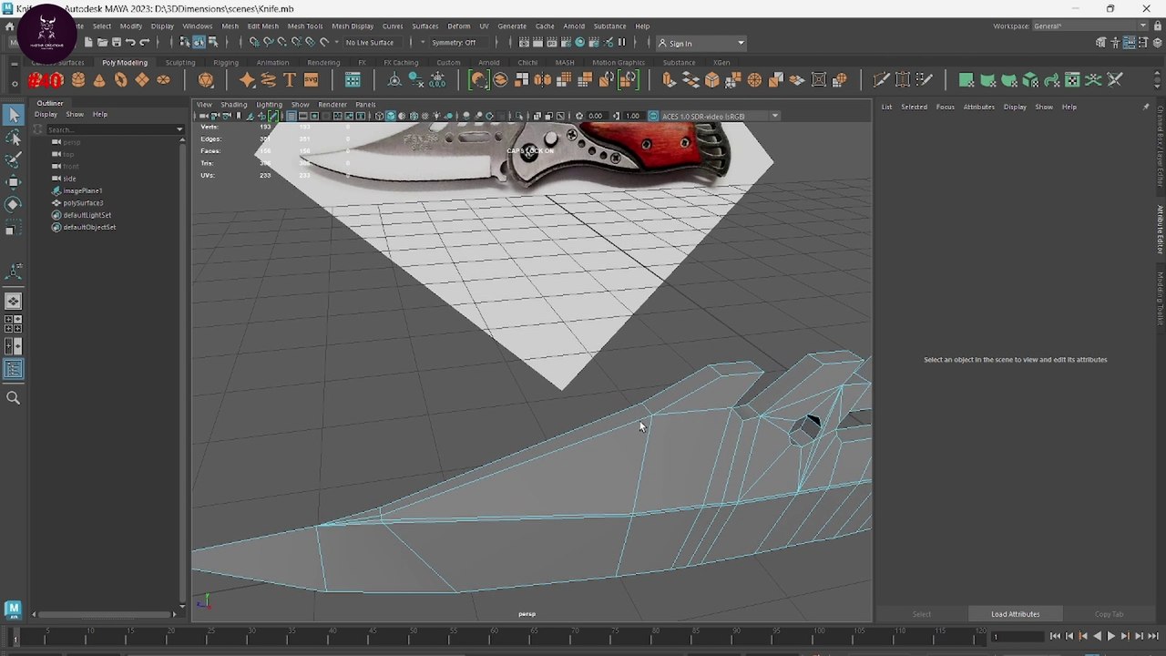 Autodesk Maya Lecture 20 - Knife Melee Weapon Asset Modeling Part 1 | Hastar Creations