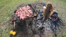 Este Rio es IMPRESIONANTE Mucha PESCA Y COCINA de BAGRES | Chuletas Asadas y Pescado a la Estaca