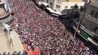 Massive protest on the streets on the streets of Jordan in favor of Palestine.